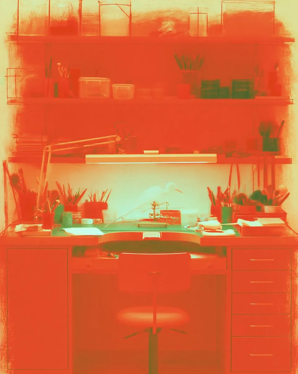 Museum Conservation Laboratory, a Midjourney sref remix: a museum conservation laboratory restoring an ancient mechanical bird, dreamy photo style