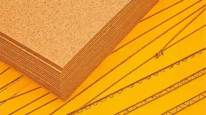 Stack of Cork Sheets 2, a Midjourney sref remix: stack of cork sheets, a lone cyclist crossing a windswept suspension bridge above pink fog, visible grain and pores on the edge, buff cork color, minimal photo style