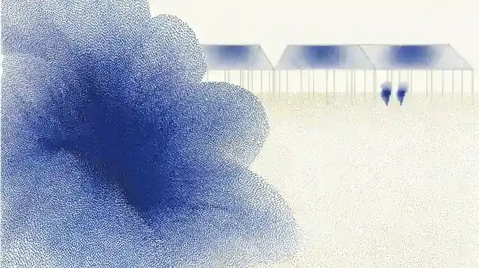 Blue Swirling Vortex, a Midjourney sref remix: blue swirling vortex around a dark void, a rodeo queen in a sculptural coral headpiece twirling a tasseled flag beneath a watercolor sky, velvet brass greenhouses migrate through an alpine arcade, loose wash textures merging with high-fashion portrait elegance, as the floor slowly becomes an ocean, dreamy illustration style