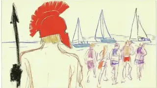 Ancient Warrior with Red-Crested Helmet and Spear preview