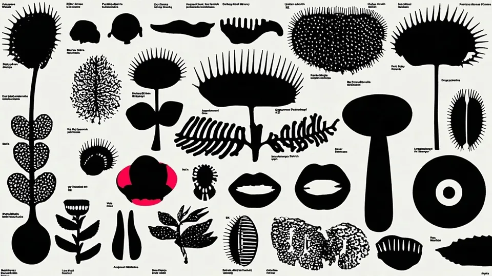 Precise Botanical Field Guide Plate of Impossible 2, a Midjourney sref remix: a precise botanical field guide plate of impossible carnivorous flowers, specimen annotations and cross-sections, surreal graphic style