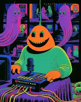 Cheerful Monster Hosting a Late-Night Community Radio preview