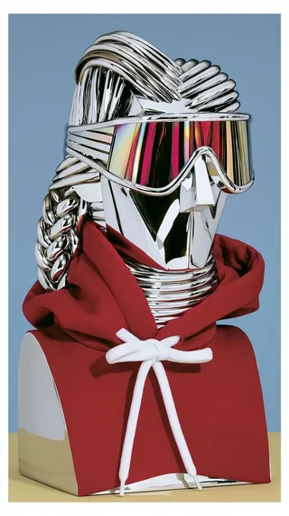 Chrome Bust with Braided Metal Hair preview