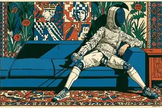 Androgynous Robotic Fencer Resting Between preview