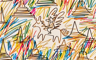 Child's Rainbow Crayon Drawing Brought preview